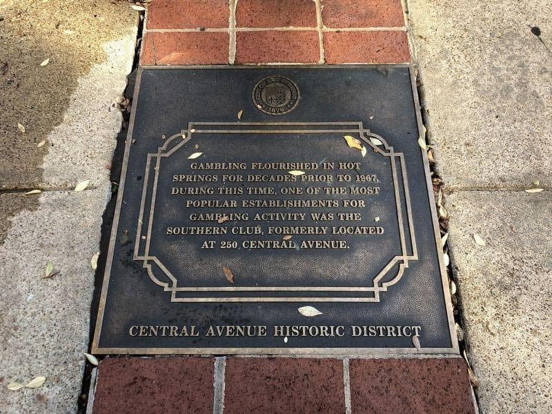 Hot Springs gambling history marker on Central Avenue